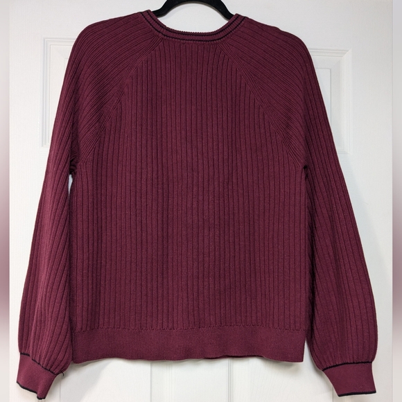 Talbots Burgundy Ribbed Cardigan Sweater - Picture 3 of 8